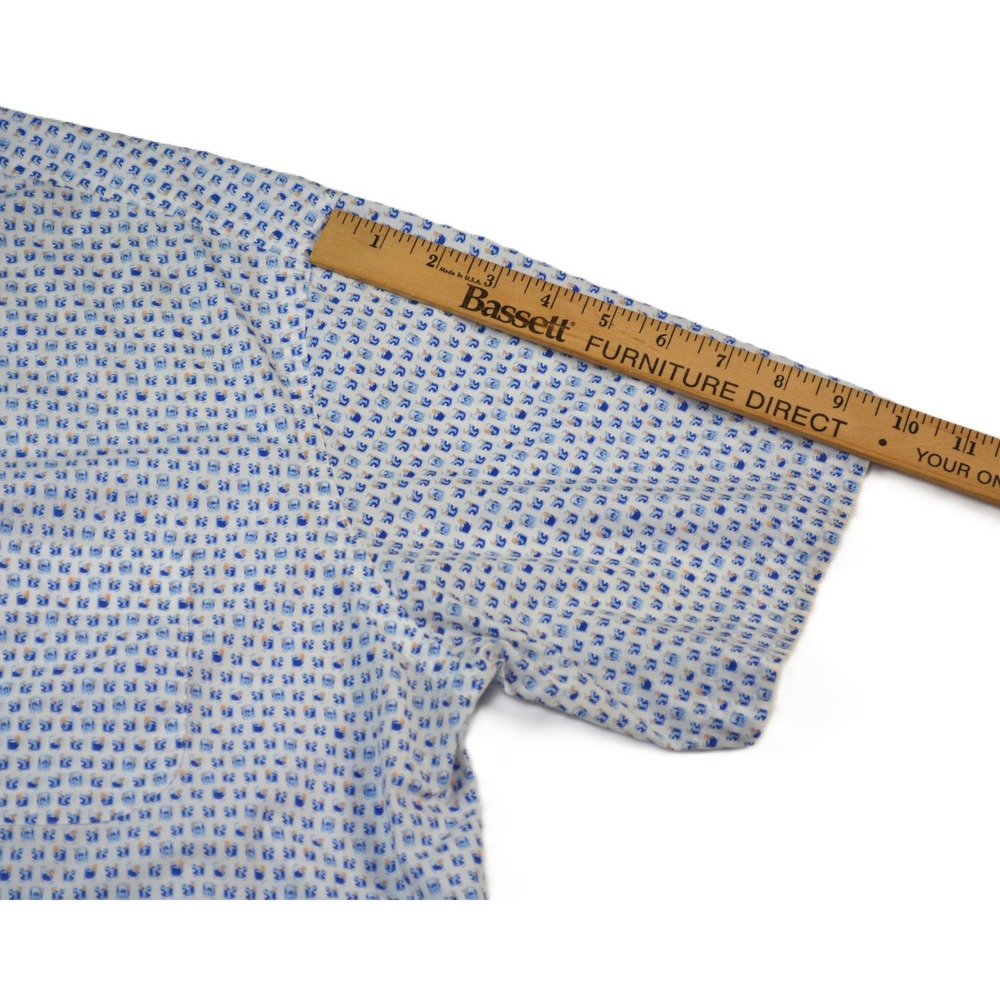 Peter Millar Mens L Blue Cocktail Drink Print Short Sleeve Button Down Shirt - Picture 8 of 8